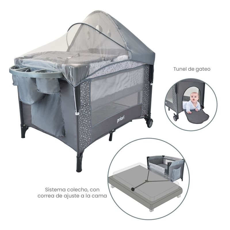 PRIORI - Cuna colecho bebe priori Ariel Octopus Gris