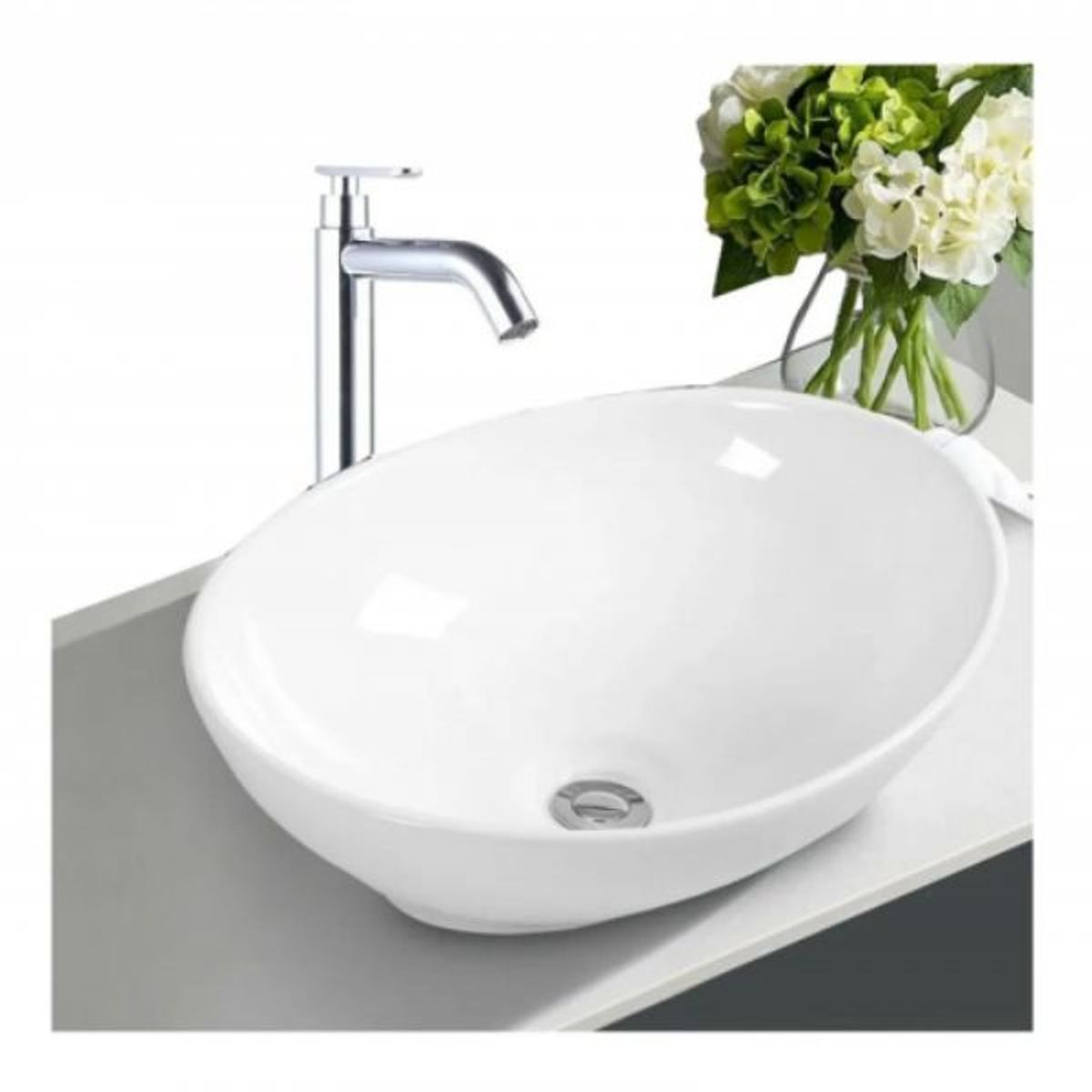 GENERICO - Kit Lavamanos Canoa Griferia Agua Fría Cromada -Desagüe