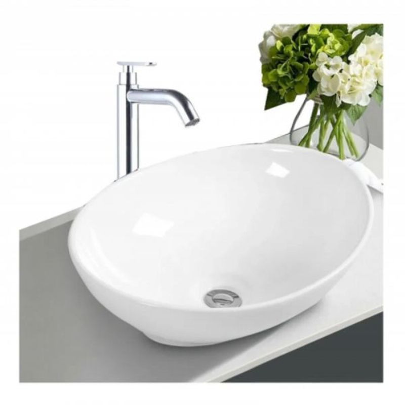 GENERICO - Kit Lavamanos Canoa Griferia Agua Fría Cromada -Desagüe