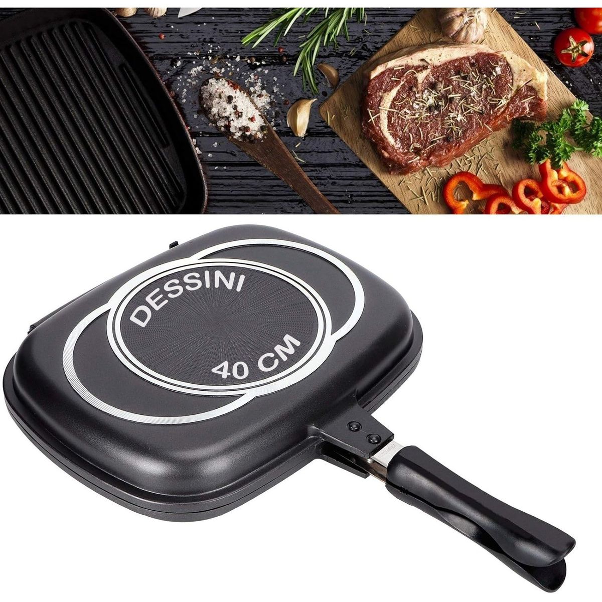 ONE PIXEL - Sartén Doble Parrilla Dessini Antiadherente ITALIANA 40CM