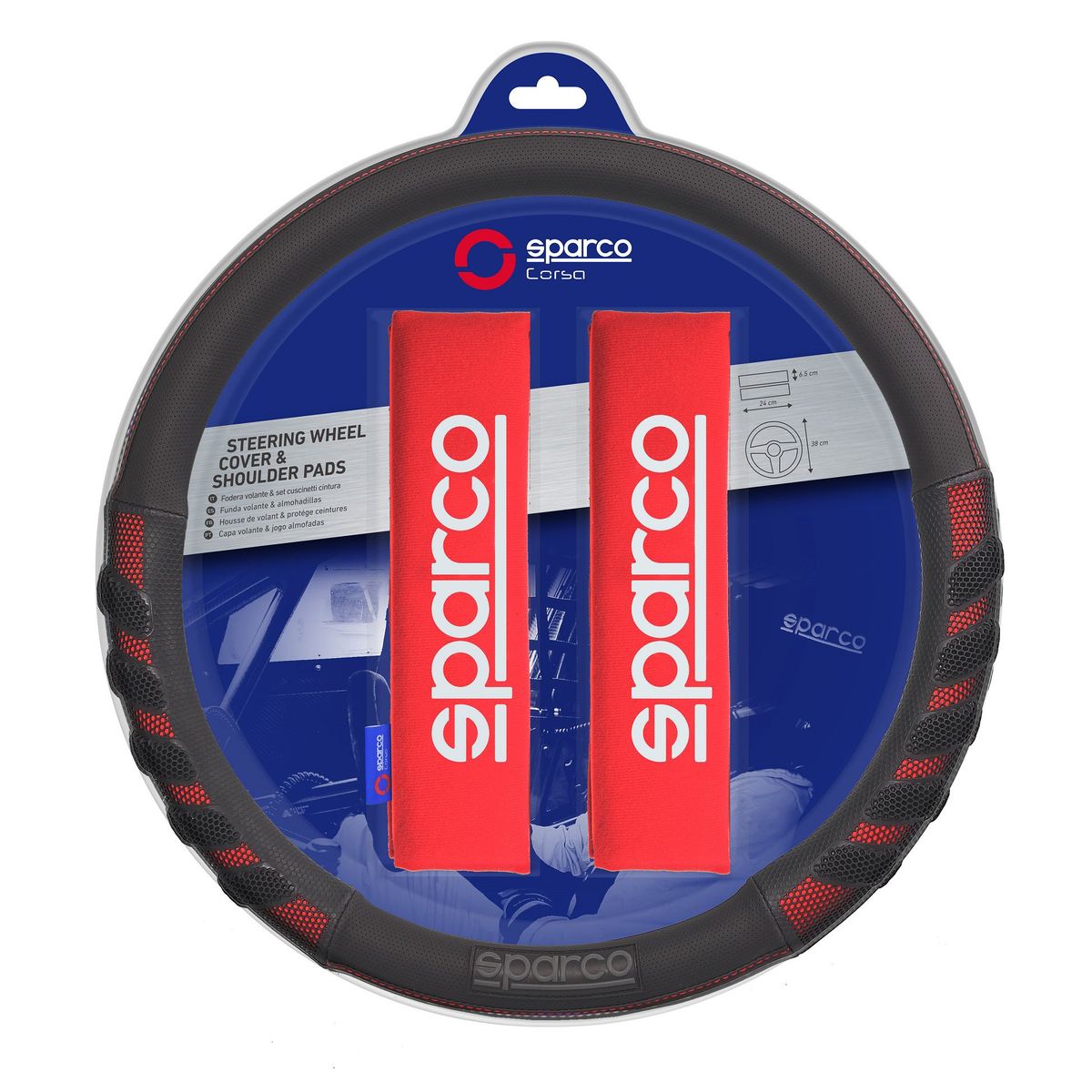 SPARCO - Set Cubre Volante  Cubre Cinturon Seguridad Sparco SPS107RD