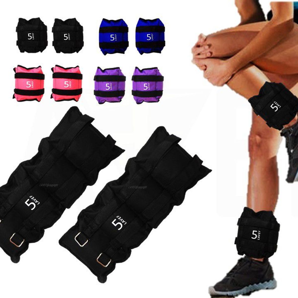 LAVEF - Pesas Para Muñecas y tobillos 10 Libras (5kg) Negro