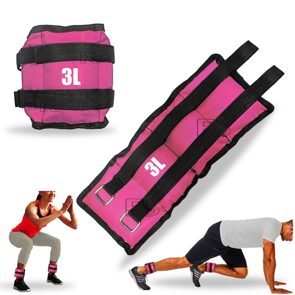 LAVEF - Pesas Tobilleras Pesas Para Muñecas 6 Lbs.(3 Kg) Fucsia