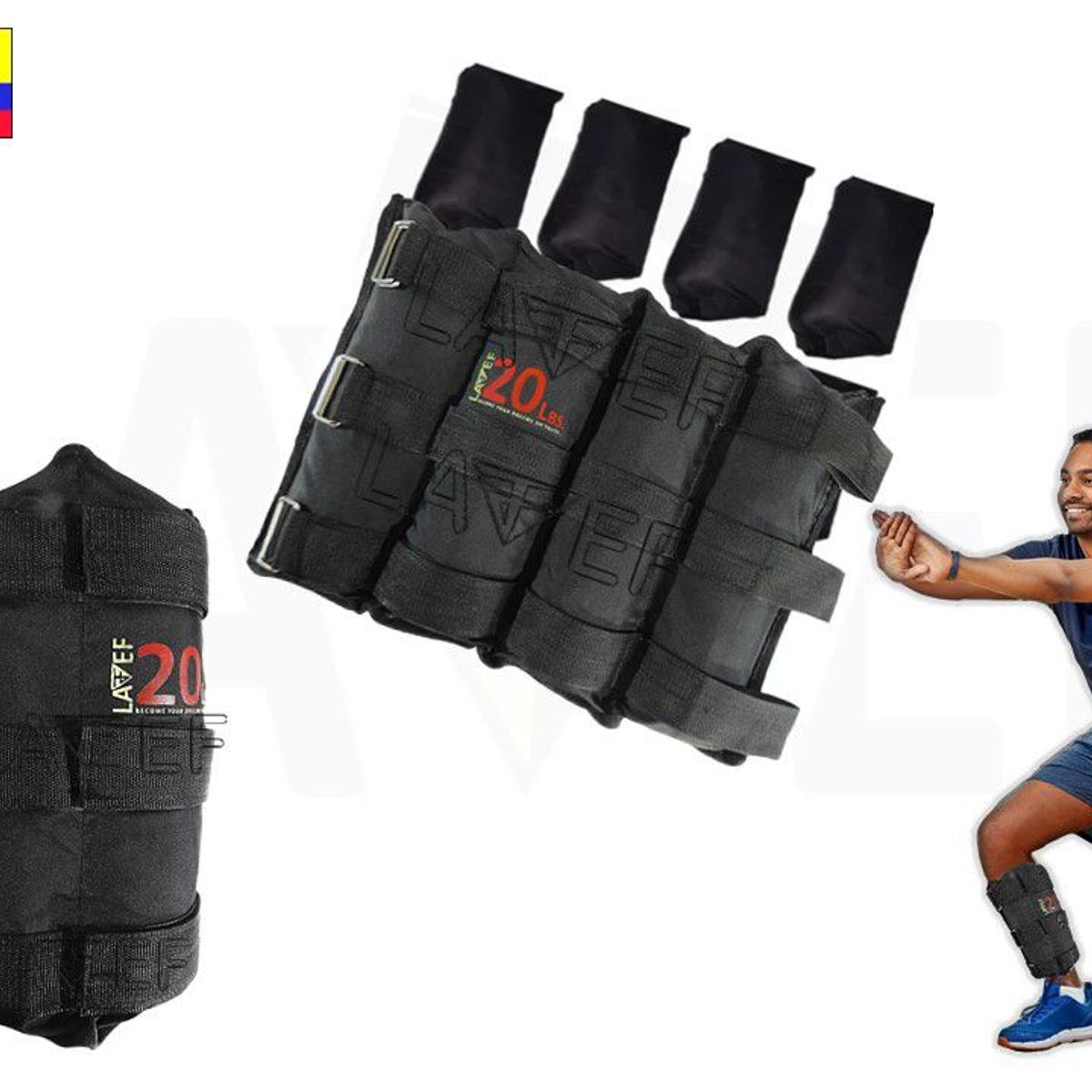 LAVEF - Pesas Tobilleras Graduables fitness 20kg 40lbs Negro