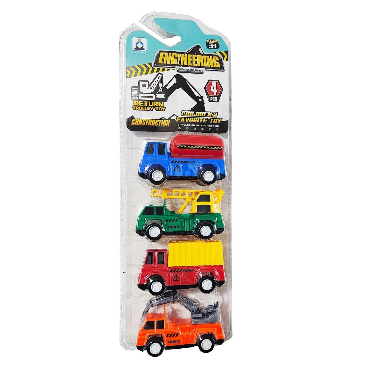 DAYOSHOP - Carros De Impulso Juguete Set X 4 Construcción Grua Niños