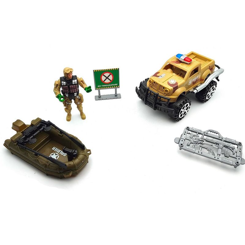 DAYOSHOP - Carro Militar Lancha Militar Soldado Dotación Juguete Niños