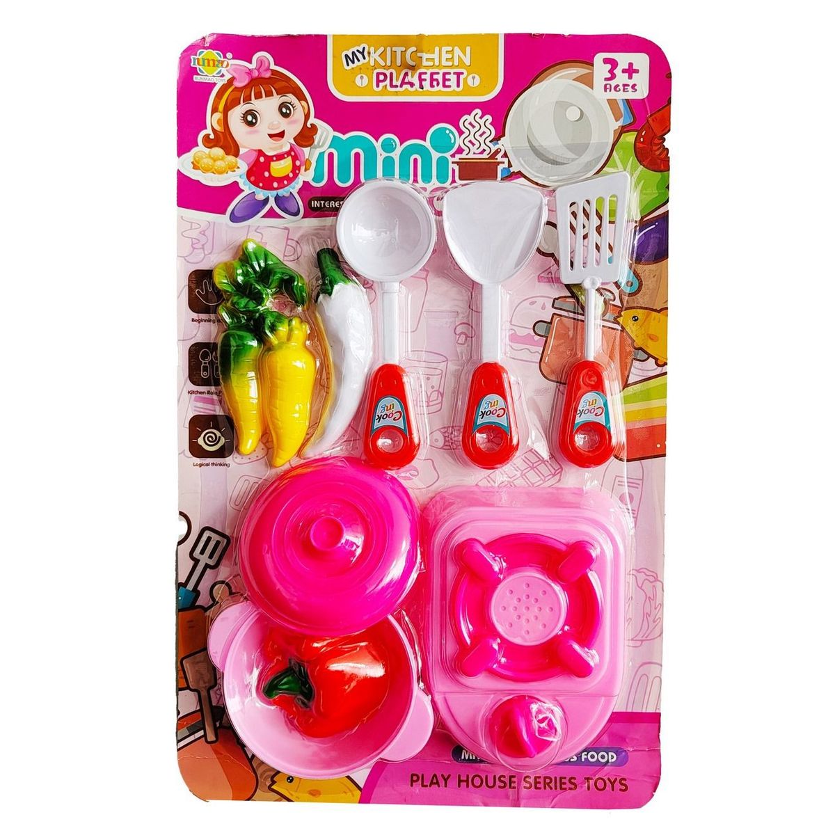 DAYOSHOP - Cocina Sartenes Utensilios Verduras Juguete Muñeca Niñas