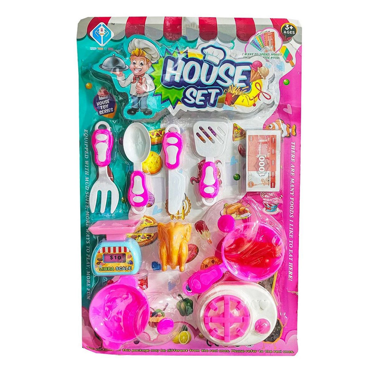 DAYOSHOP - Cocina Sartenes Comida Balanza Juguete Rol Muñeca Niñas