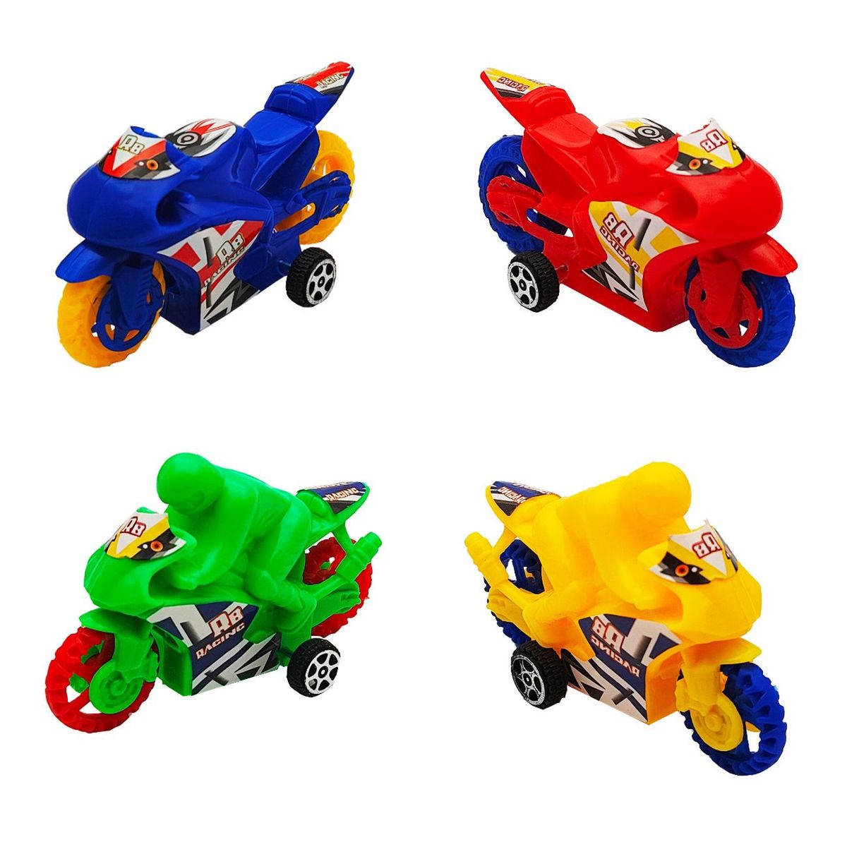 DAYOSHOP - Moto Carrera Arrastre Juguetes Niños Interactivo Set X 4 Und