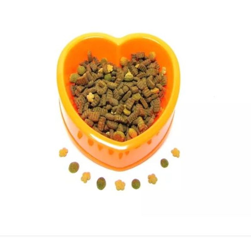HALLY PET - Comedero Bebedero en forma de corazón plástico Naranja.
