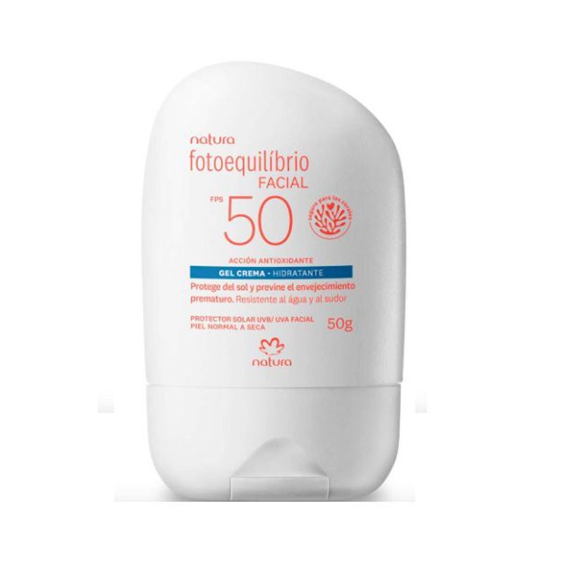 NATURA - Protector solar facial gel crema Hidratante FPS 50 Fotoequilibrio Natura