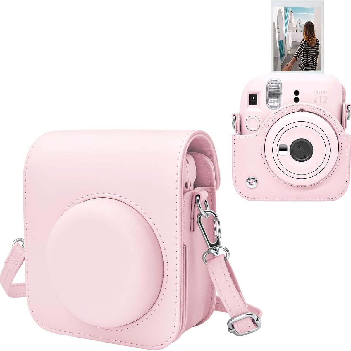 GENERICO - Estuche para Cámara Fujifilm Instax Mini 12 - Rosa Pastel