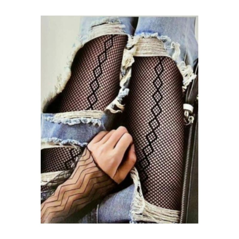 GENERICO - Media pantalón malla Negra con Rombos Talla única