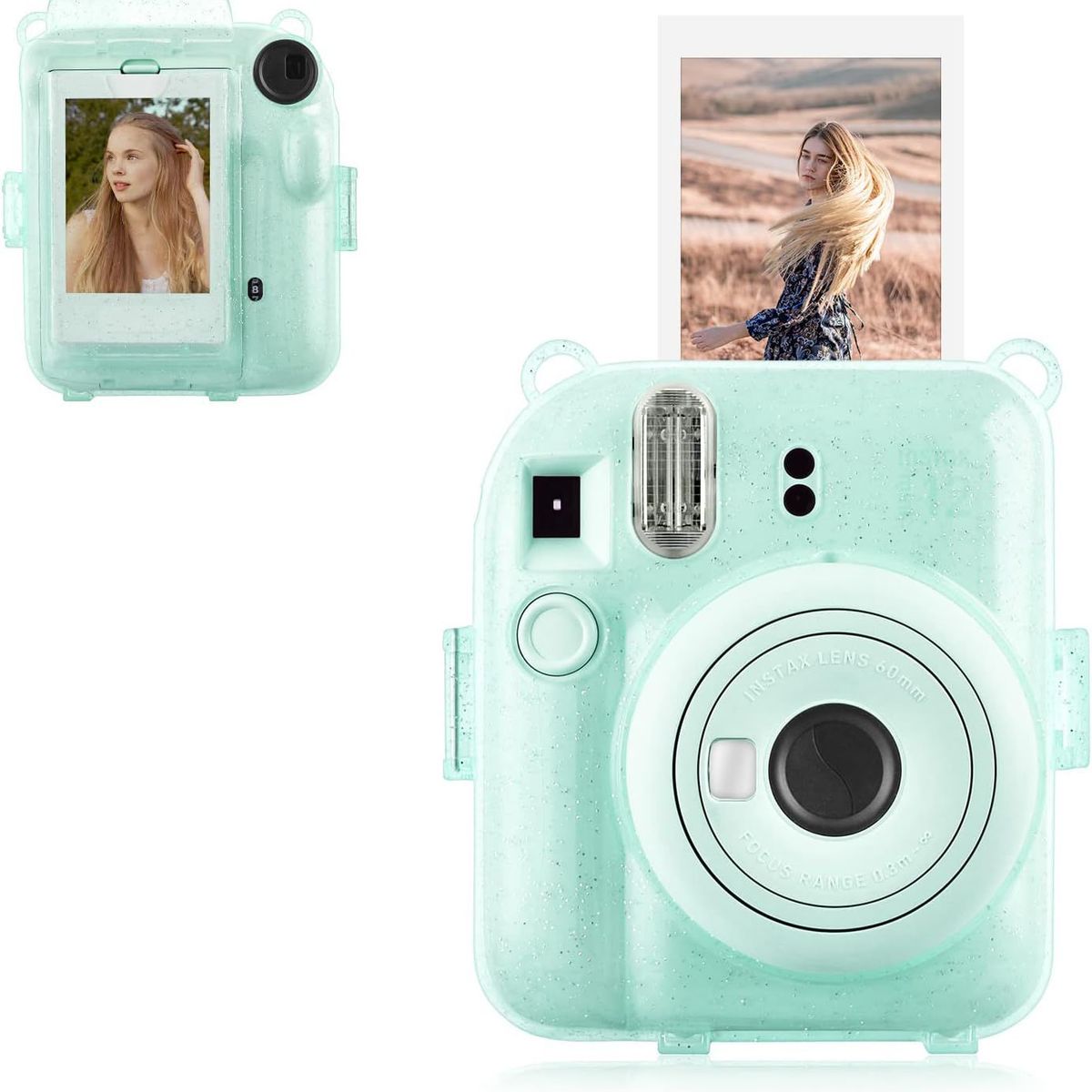 GENERICO - Protector para cámara instax mini 12 - Verde Escarchado
