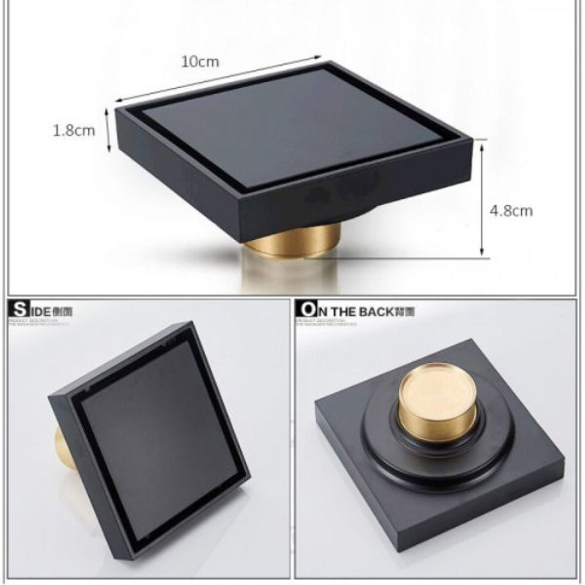 GENERICO - Rejilla Acero Negro 10 Cm Antirretorno Sistema Antiolor-Baño