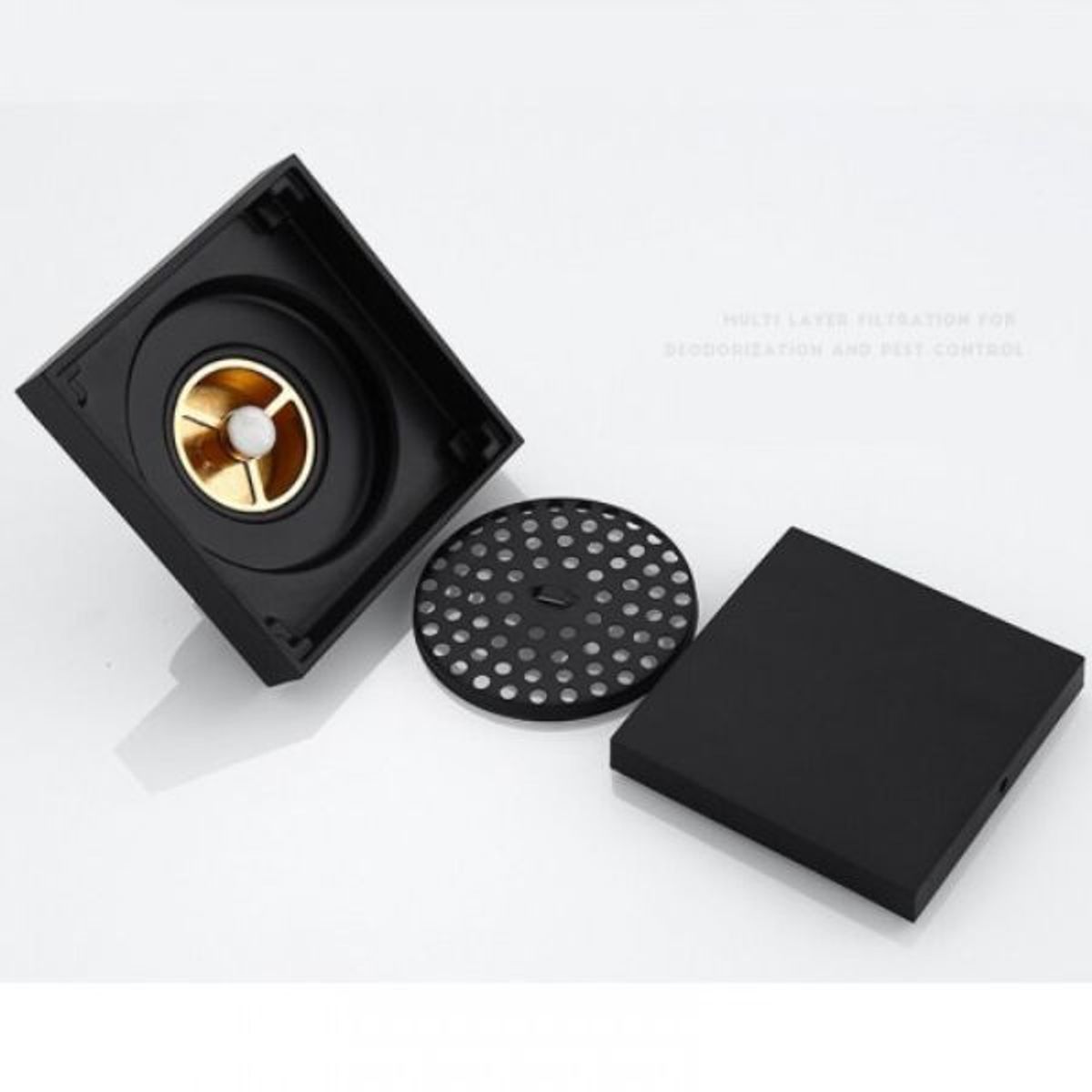 GENERICO - Rejilla Acero Negro 10 Cm Antirretorno Sistema Antiolor-Baño