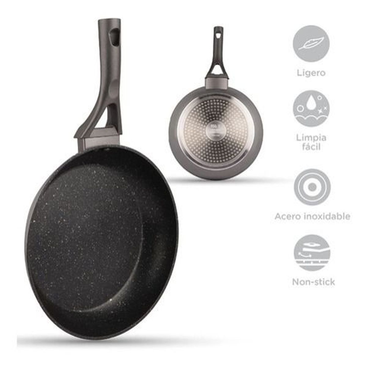 MINISO - Sartén Antiadherente Redondo De Miniso Color Gris 28cm