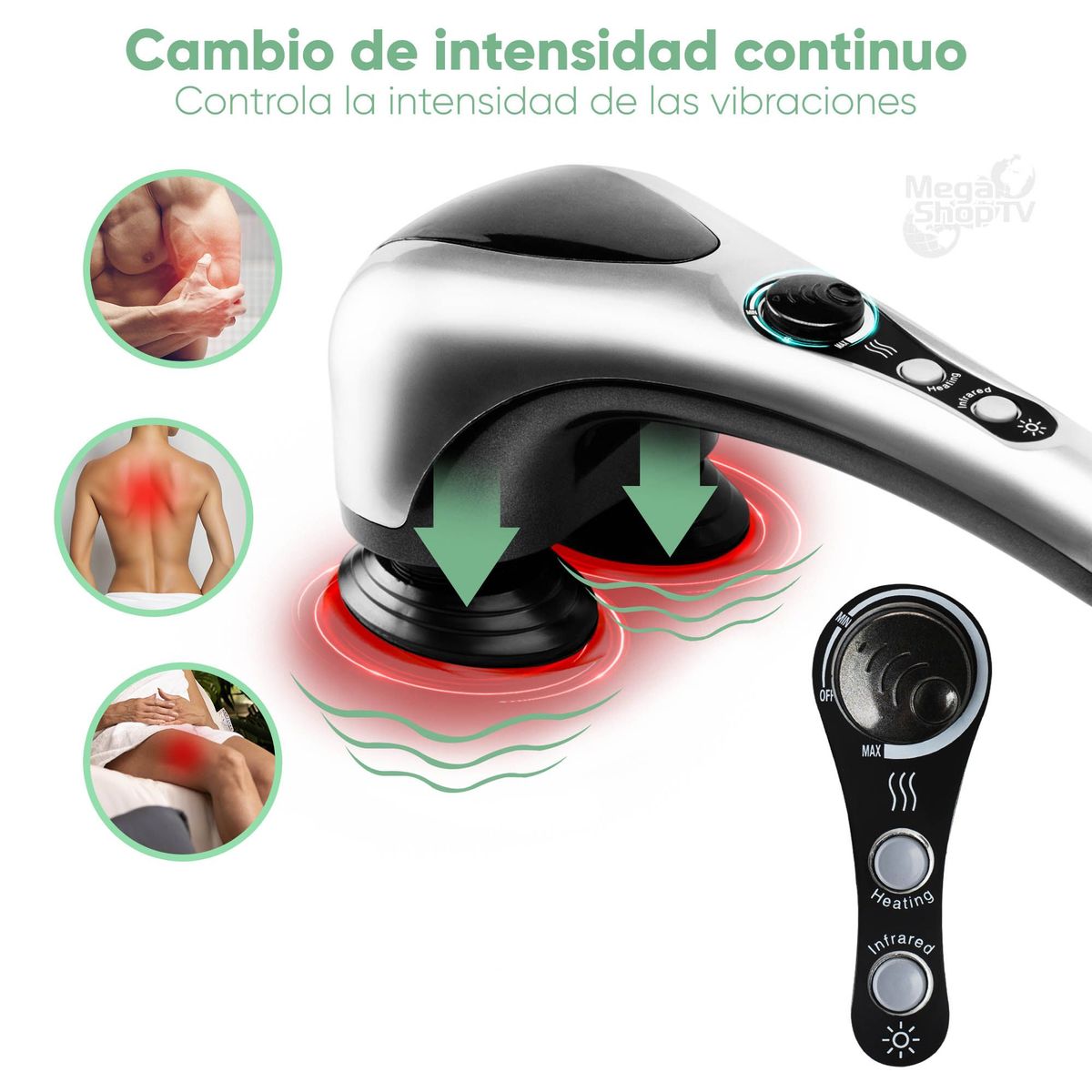 STYLE STARS - Masajeador corporal térmico de doble cabeza con infrarrojo