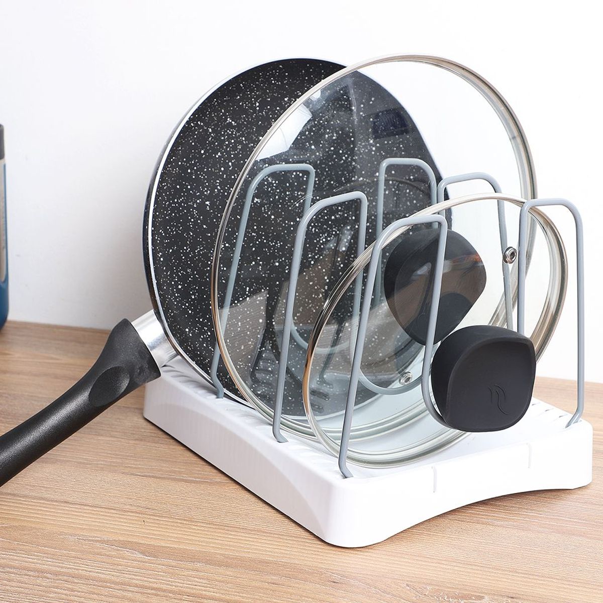 ESSENZA - Organizador Tapas de Ollas Blanco en ABS y Alambre Essenza