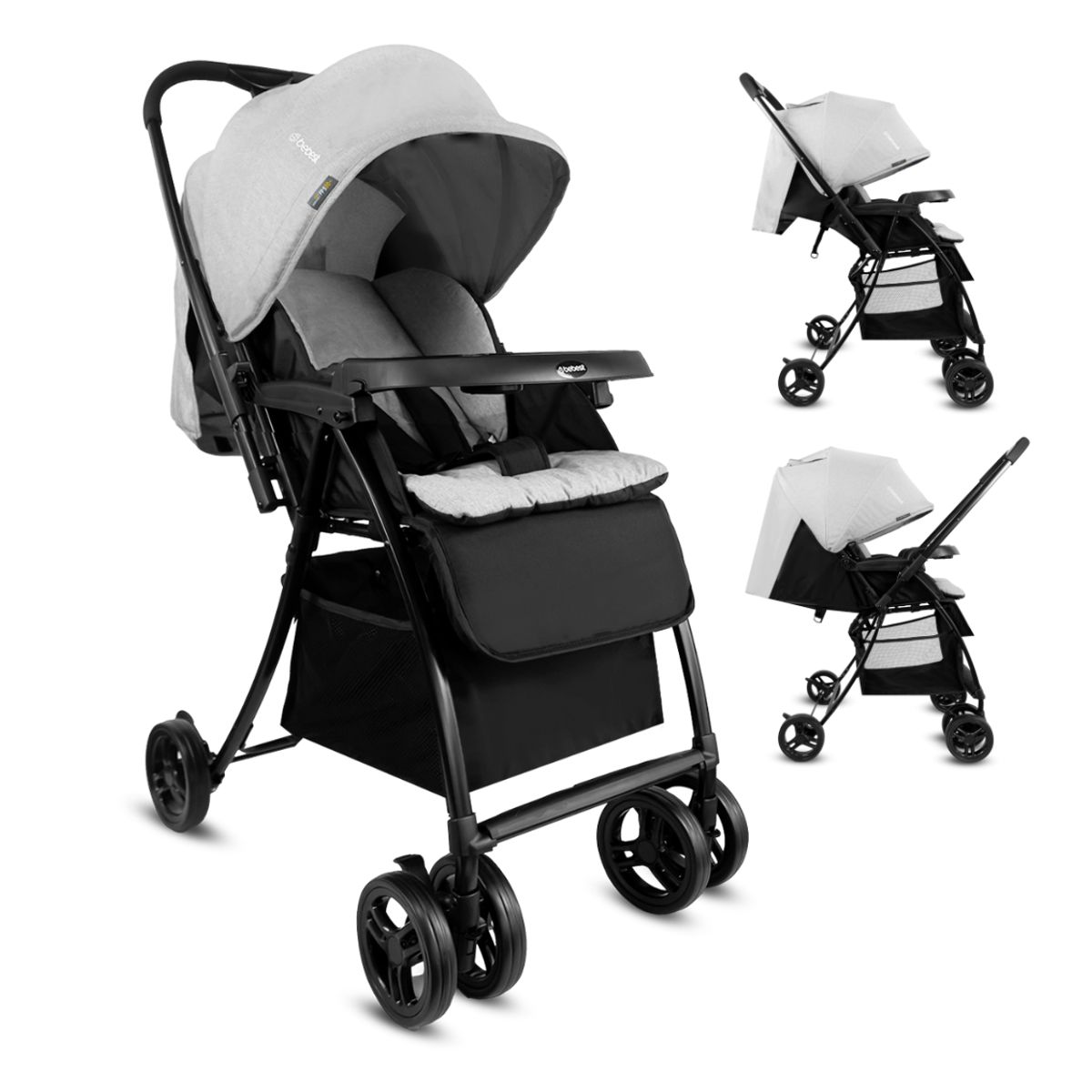 BEBESIT - Coche Reversible para Bebé Golf Gris Plegado compacto