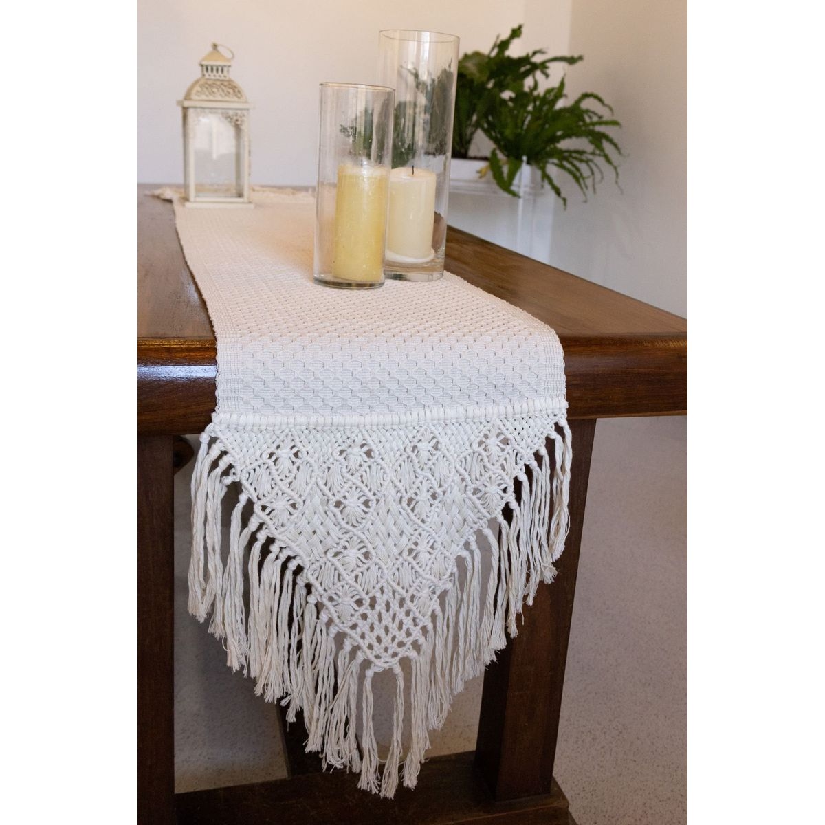 NOSSARENA - Camino de mesa macrame 1.80 X 40CM color beige
