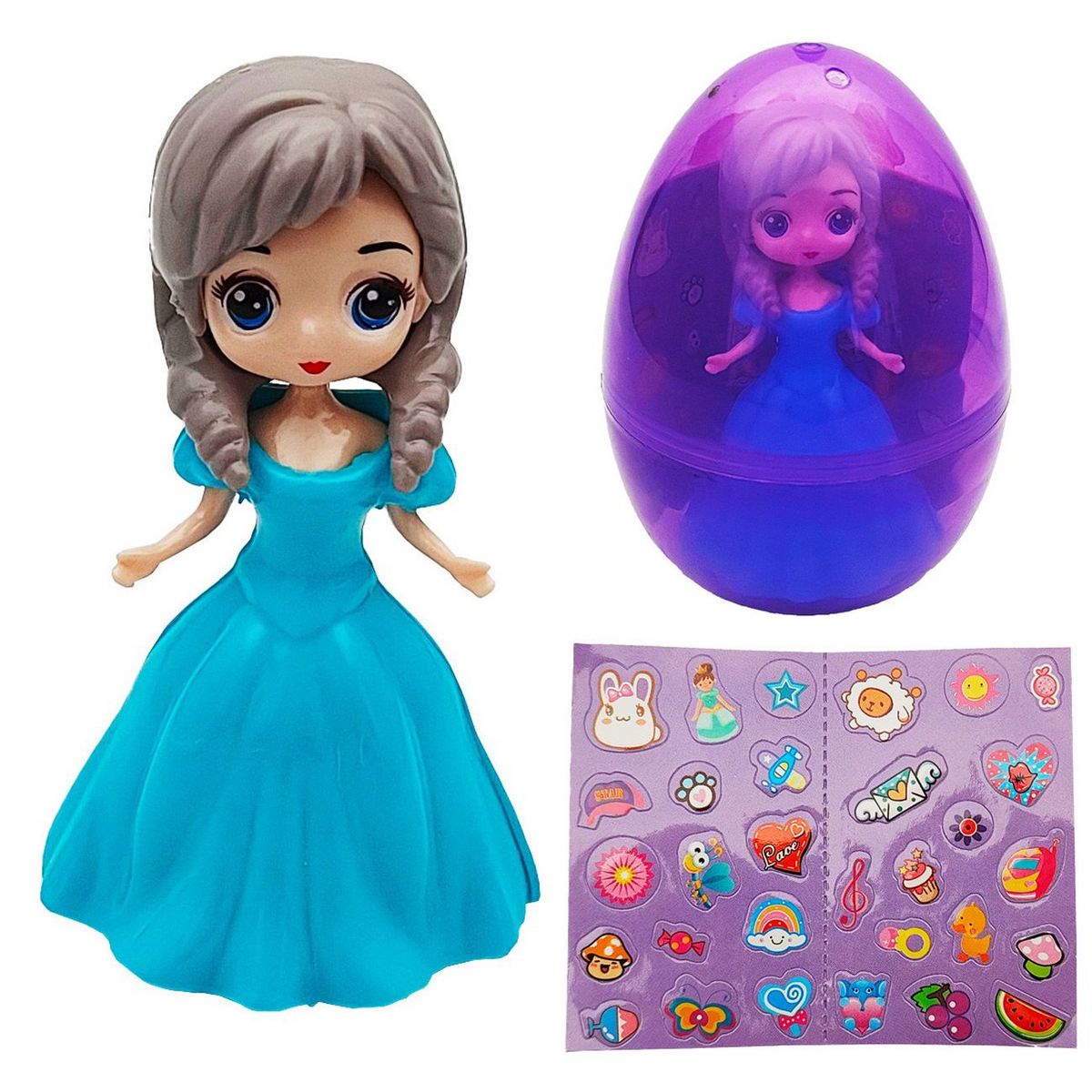 DAYOSHOP - Muñeca Princesas Juguete Niña Colecciòn Huevos+ Pegatina X 4