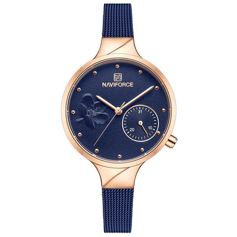 NAVIFORCE - Reloj Naviforce Nf 5001 Mujer Flower Casual Acero + Estuche