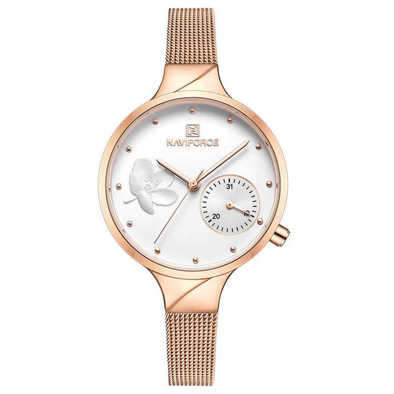 NAVIFORCE - Reloj Naviforce Nf 5001 Mujer Flower Casual Acero + Estuche