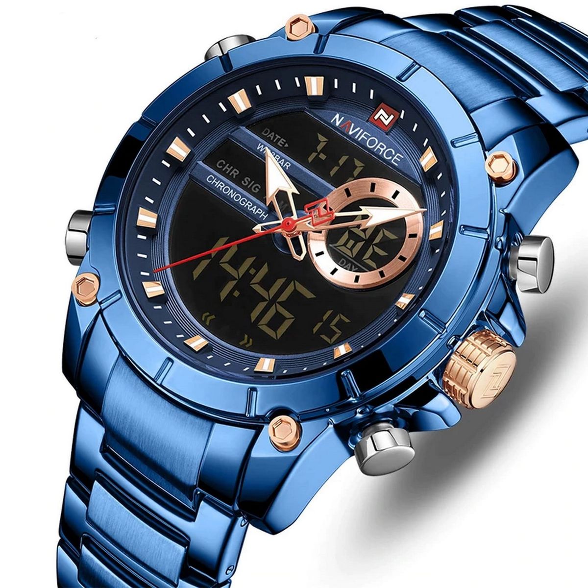 NAVIFORCE - Reloj Naviforce Nf 9163 Hombre Master Acero Inox + Estuche