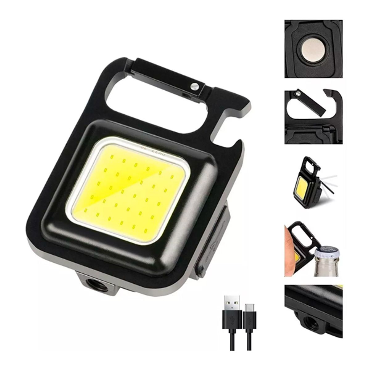 GENERICO - Mini Linterna Llavero Led Recargable Usb Camping Destapador