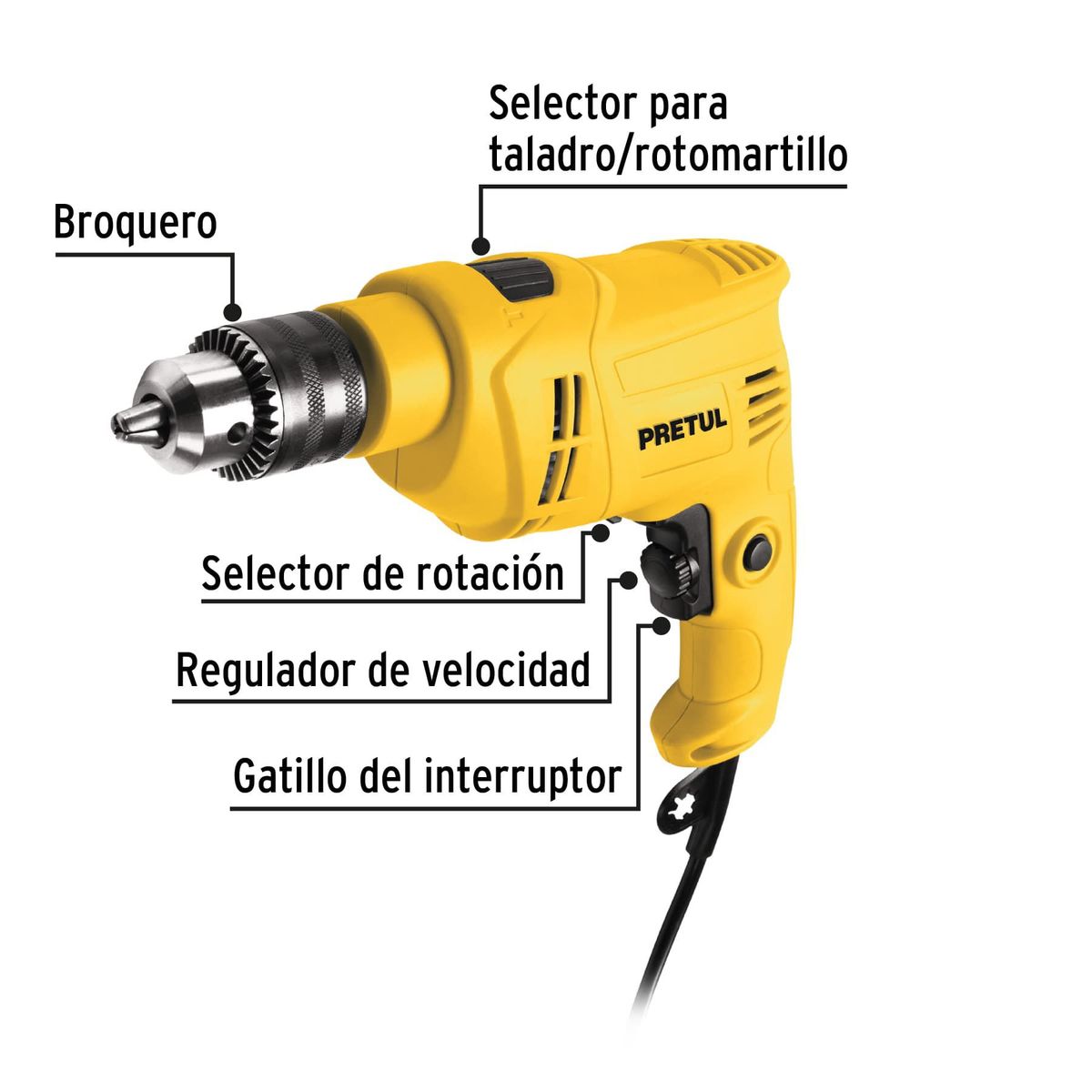 PRETUL - Taladro percutor 1/2" 550 W, Pretul