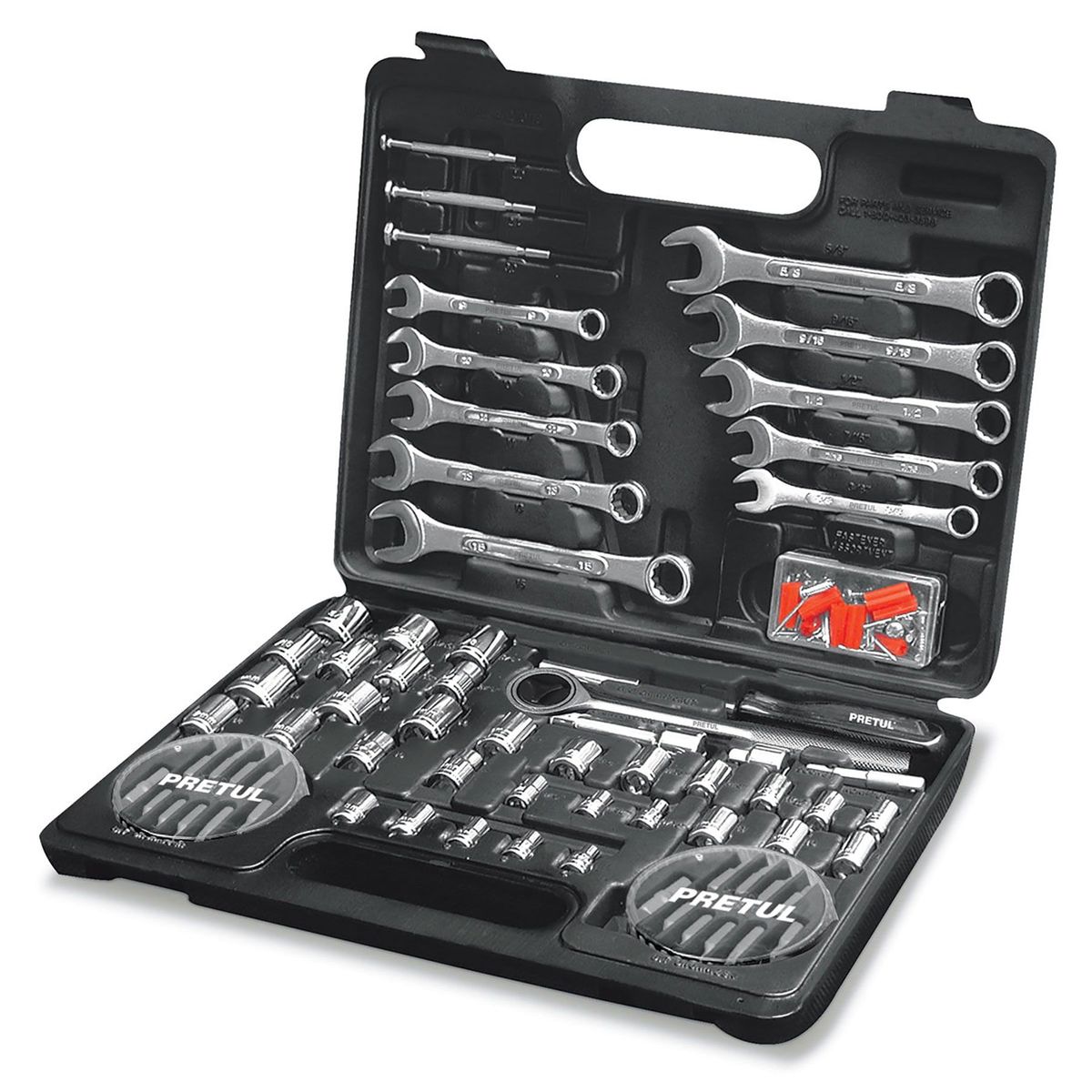 PRETUL - Juego de 71 herramientas 1/4" y 3/8" para mecánico, Pretul