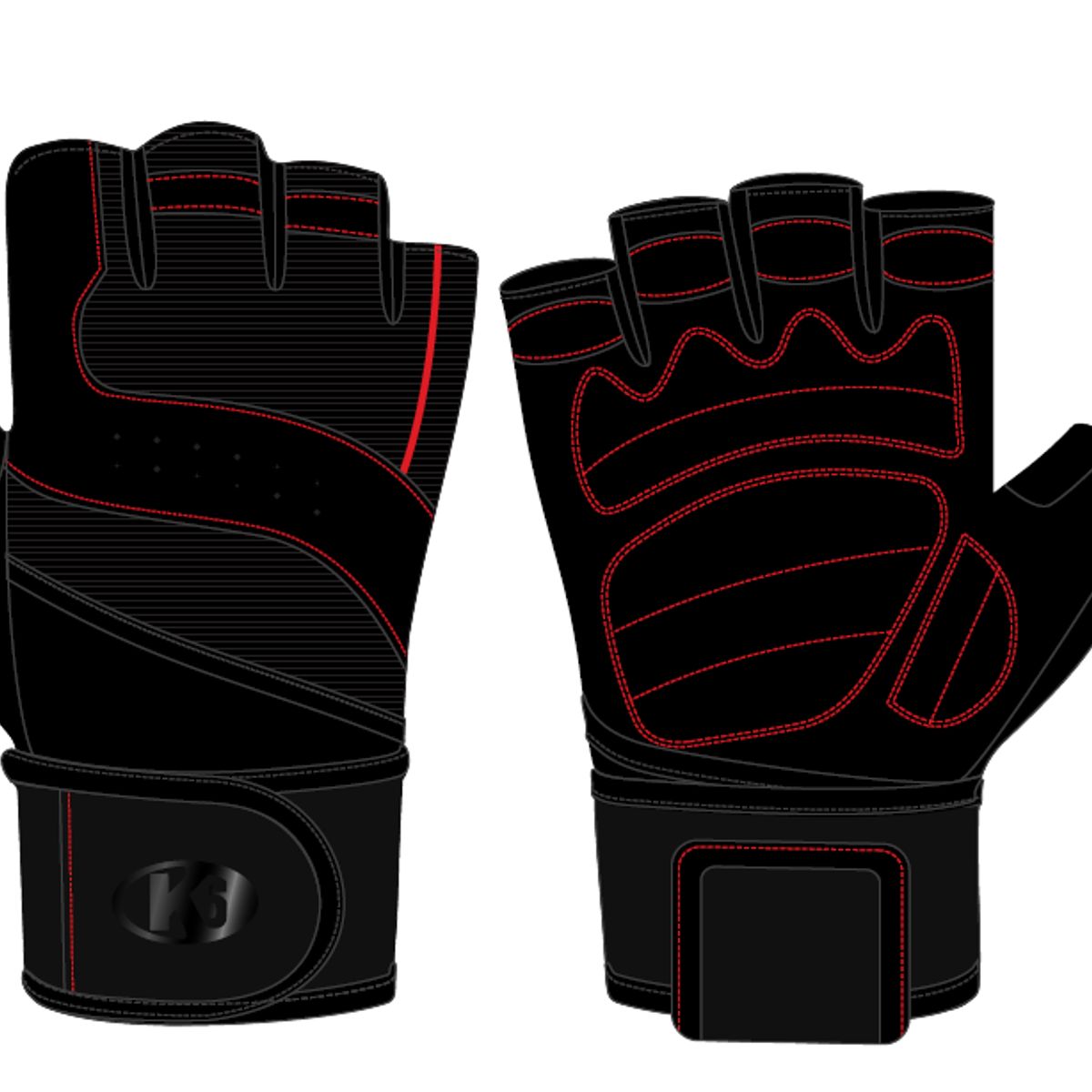 K6 - Guantes Para Gimnasio Doble Muñequera Ice Border III K6
