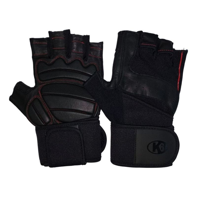 K6 - Guantes Con Muñequera Gimnasio Pesas Gym Hombre Ice Border_.