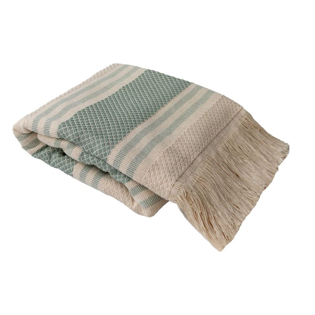 FATELARES - Manta Throw Galicia Crema Verde 130x180cm Fatelares