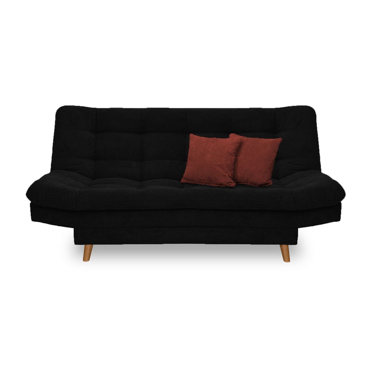 INDUSTRIAL BASESTILOS - Sofá Cama Moltochic Lino negro  cojines vino patas metal