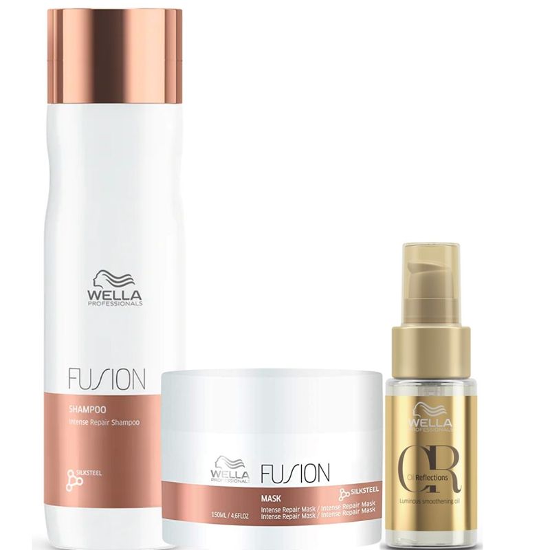 WELLA - Kit Wella Fusion Reparación Shampoo + Mascarilla + Oleo