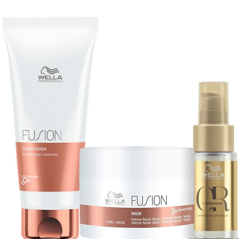 WELLA - Kit Wella Fusion Reparación Mascarilla + Acondicionador + Oleo