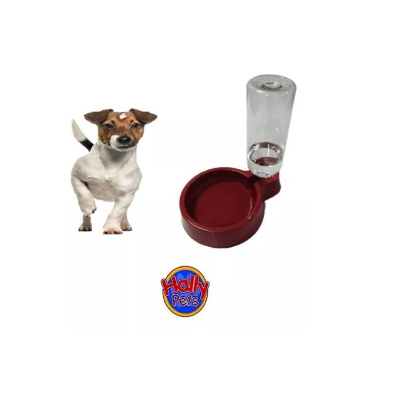 HALLY PET - Bebedero Dosificador De Agua Botella Perro Y Gato Rojo.