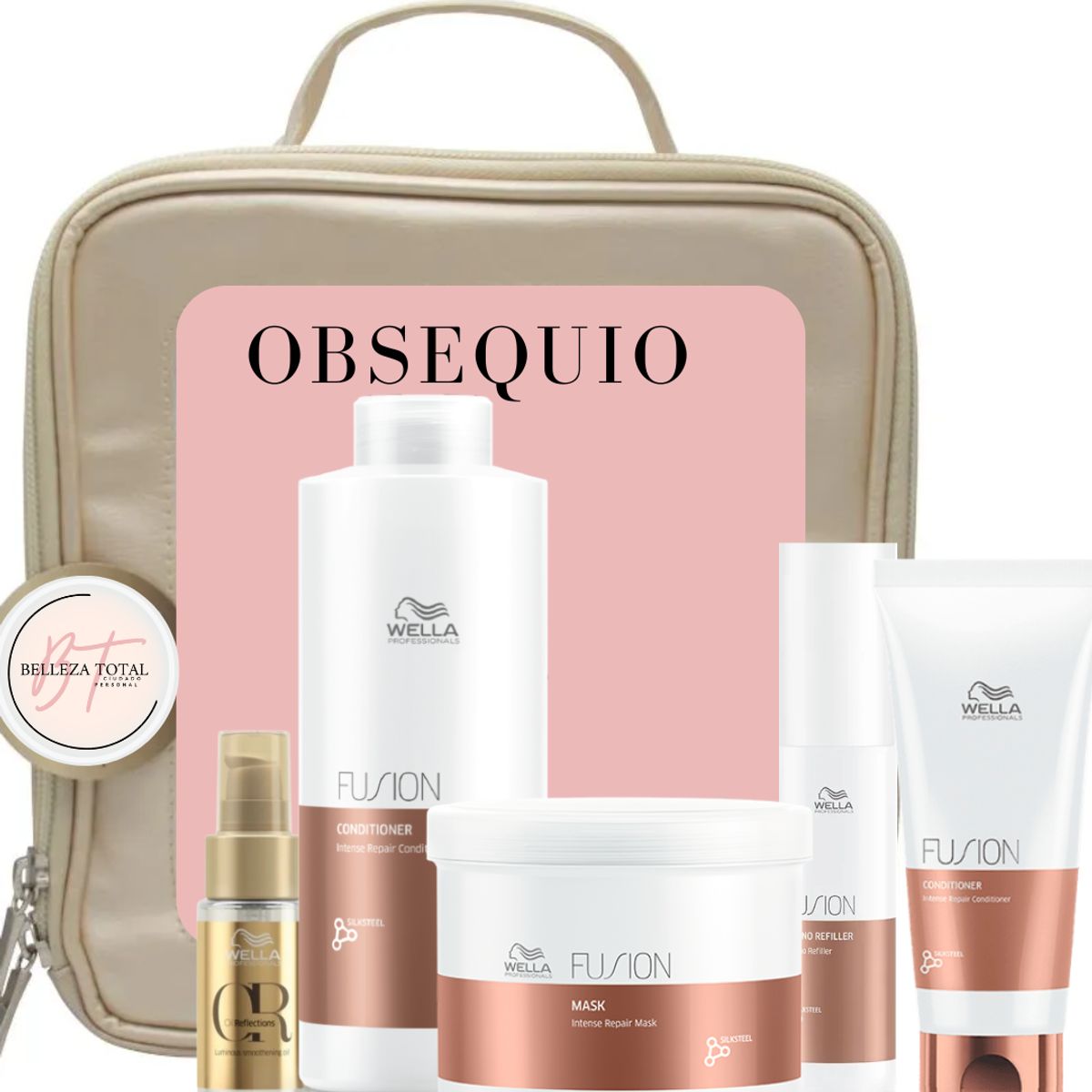 WELLA - Kit Wella Fusion Shampoo Litro  Mascarilla  Oleo  Amino Refiller  Acondicionador