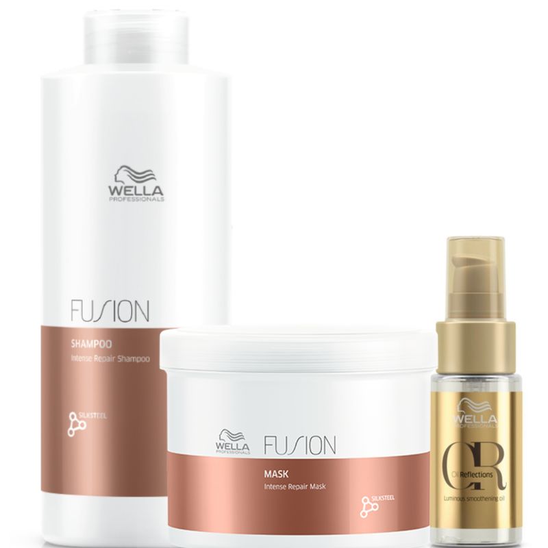 WELLA - Kit Wella Fusion Shampoo Litro + Mascarilla 500 ml + Oleo 30 ml