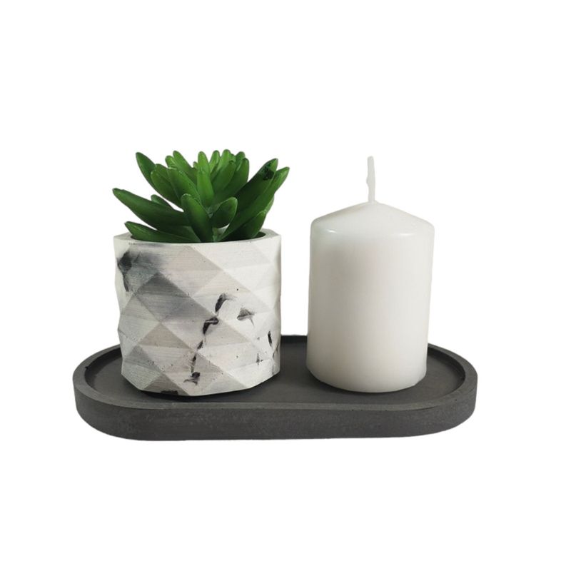 DE CONCRETO MATERAS Y DISEÑO - Matera Lira de Cemento 6x6.5 cm Marmól Negro