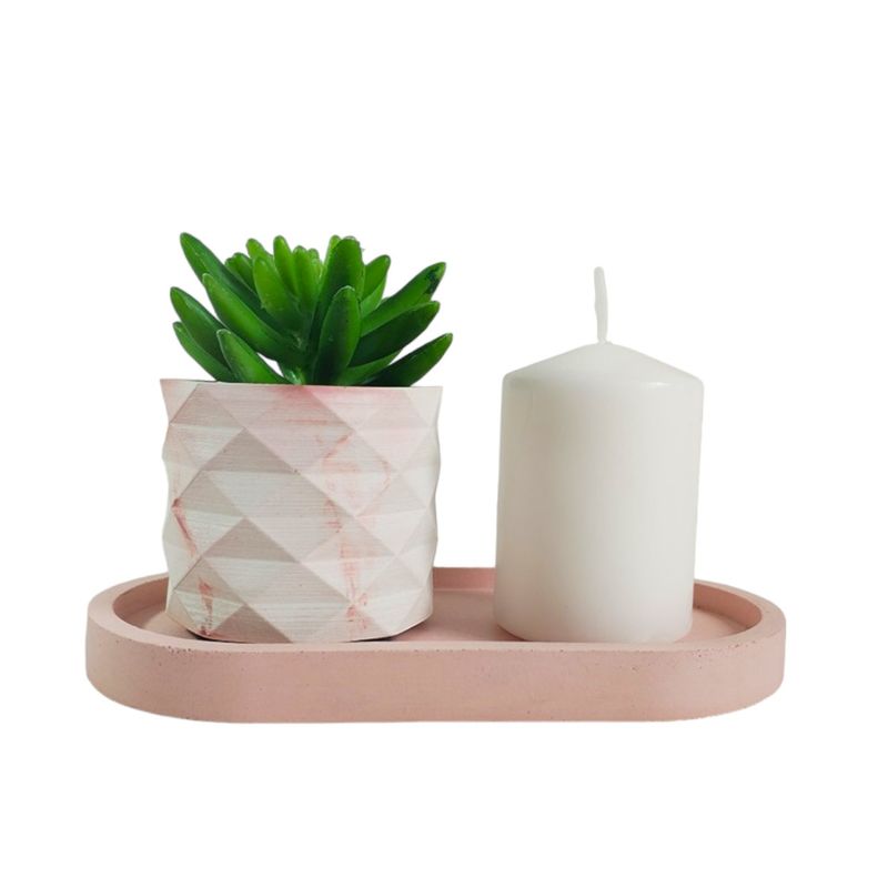 DE CONCRETO MATERAS Y DISEÑO - Matera Lira de Cemento 6x6.5 cm Marmól Rosa
