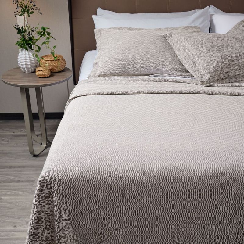FATELARES - Cubrelecho Extradoble/Queen Azteca Crema Gris 260x250cm Fatelares