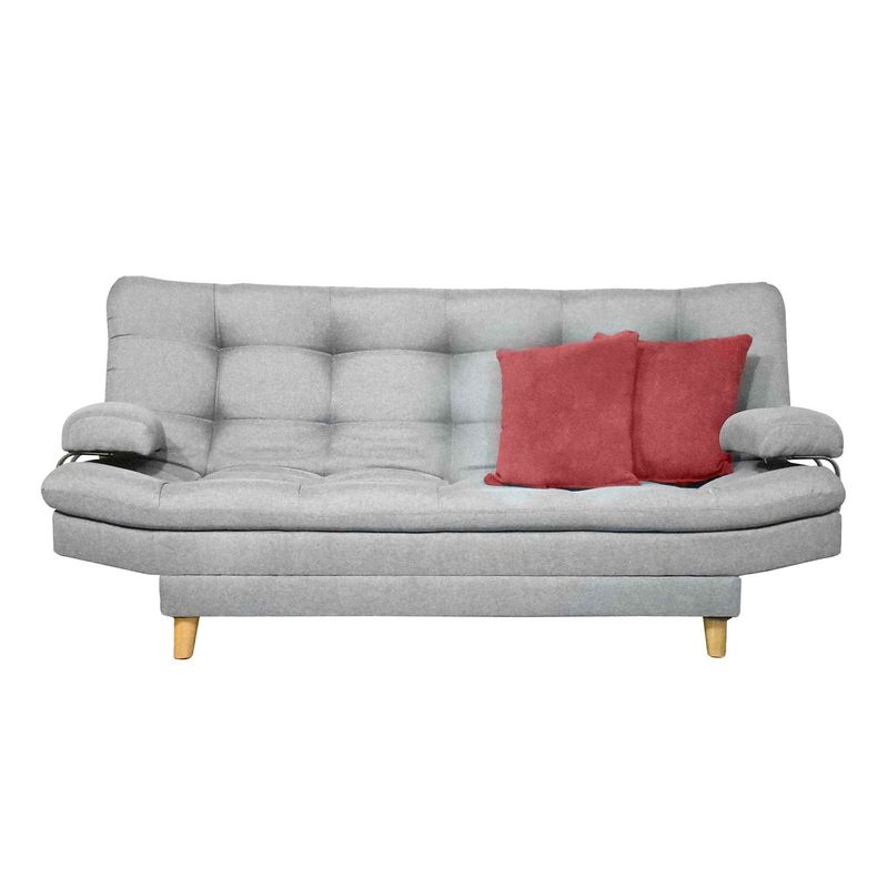 INDUSTRIAL BASESTILOS - Sofá Cama Moltochic CB Gris Cla cojines vino pata metálica