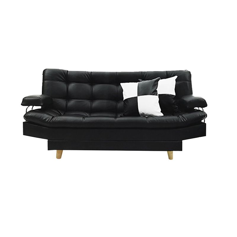 INDUSTRIAL BASESTILOS - Sofá cama Moltochic CB Lino negro cojines Patas de Metal