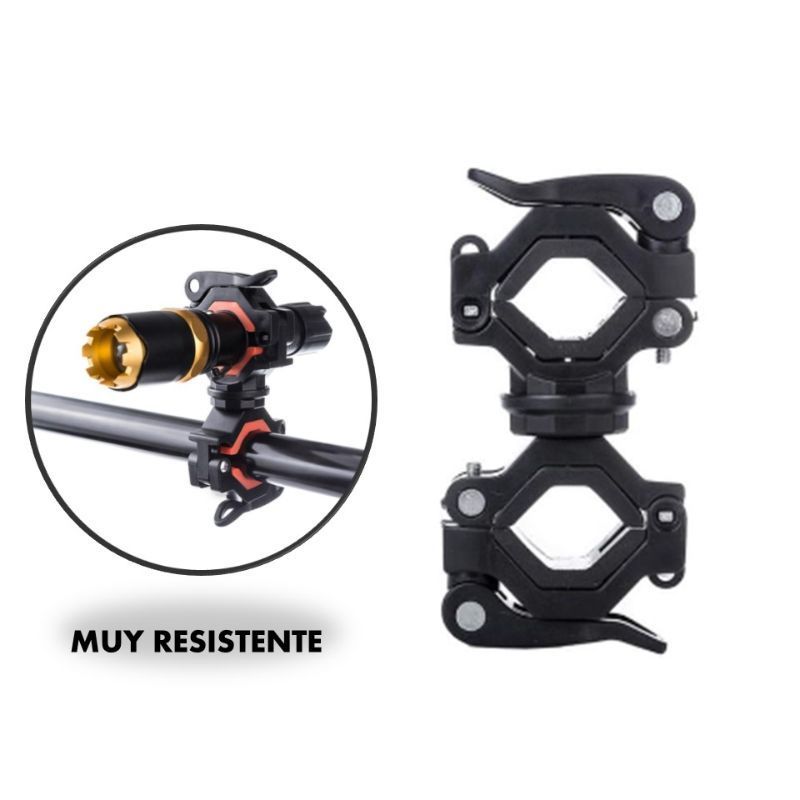 GENERICO - Soporte Linterna Táctica Bicicleta Base Fino Gira a 360°