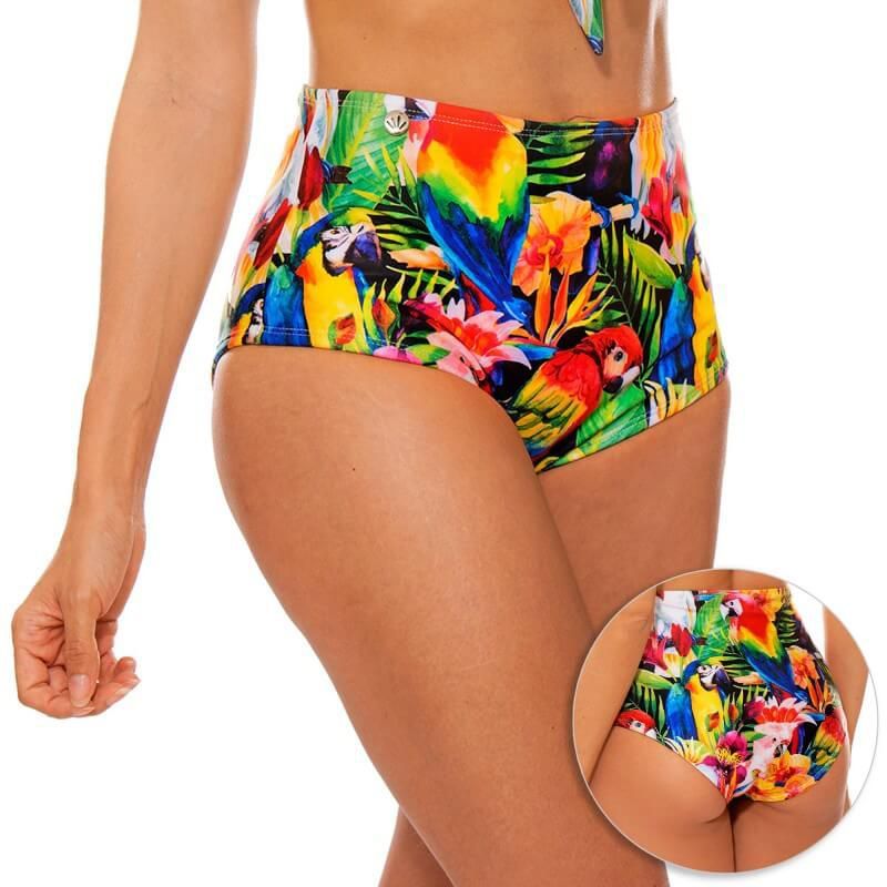 PRAIE - Panty Alto de Vestido de Baño PRAIE 1511B5 Pájaros Control Abdomen