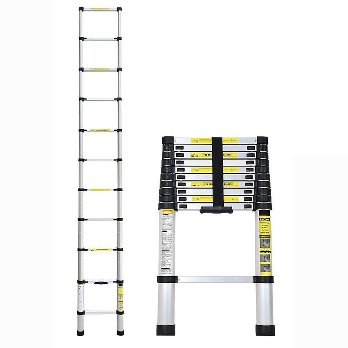 KACHETOOLS - Escalera Tipo Telescópica de Aluminio 3.8 Metros Kache Tools