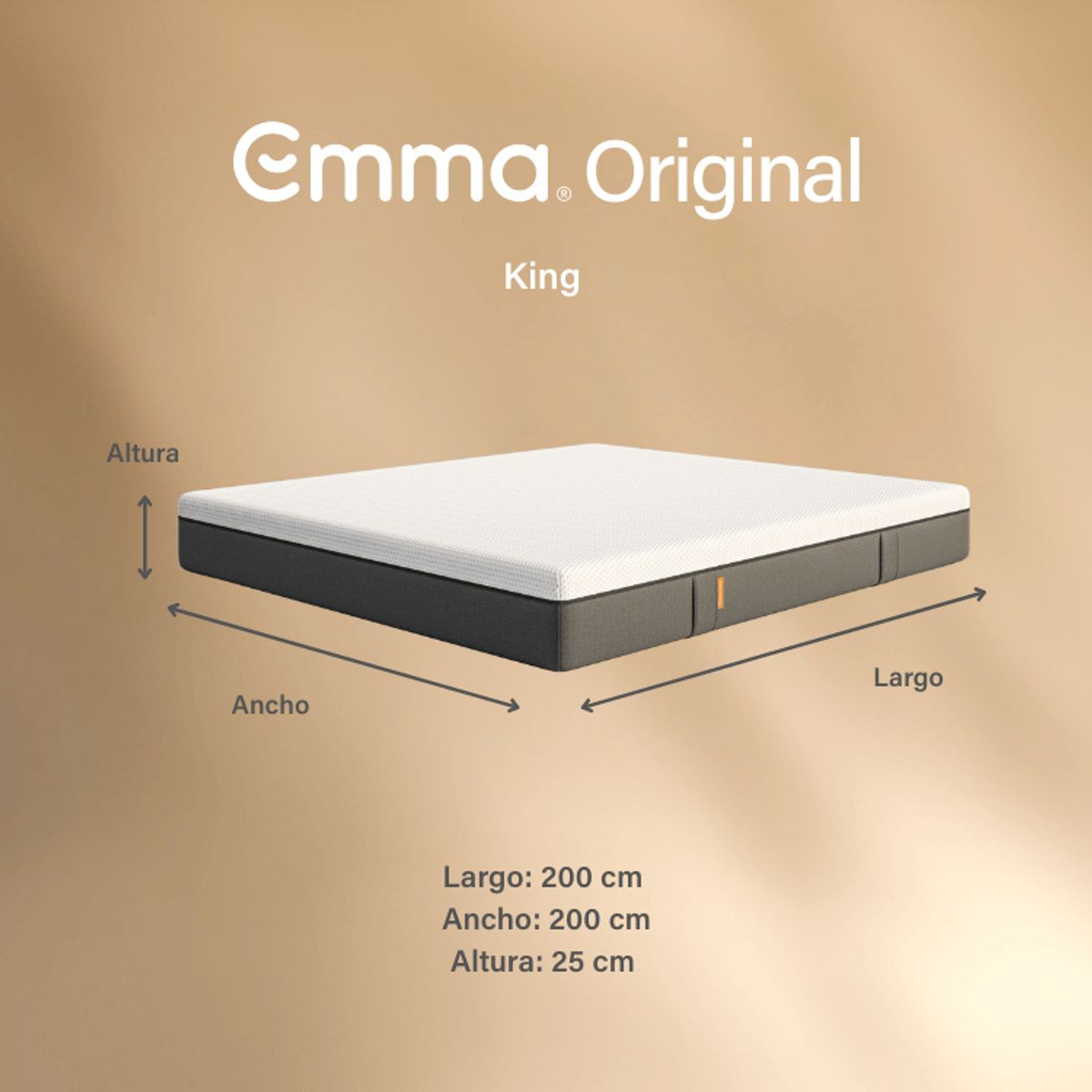 EMMA - Colchón Emma Original King Firmeza Media Memory Foam Tecnología Alemana Soporte Ergonómico 200x200cm-